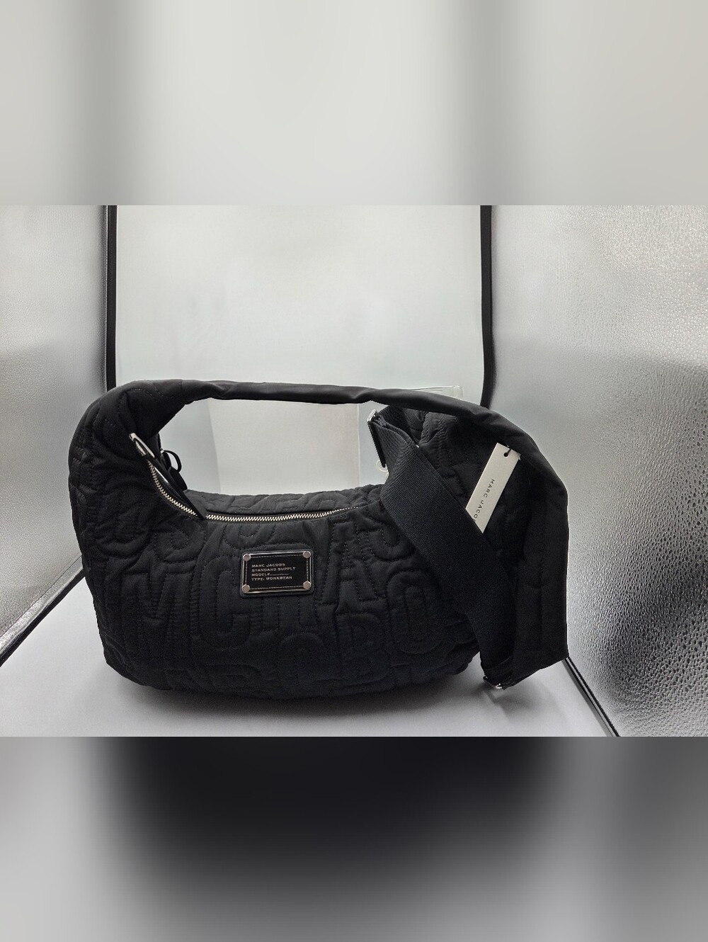 NWT Marc Jacobs Jumbled Logo Workwear Nylon Shoulder Bag